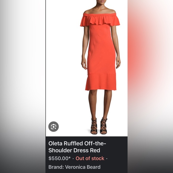 $550 VERONICA BEARD MADE IN USA Dress Sz 12 OLETA Off The Shoulder Ruffled Midi - Picture 5 of 16